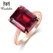 Load image into Gallery viewer, Kuololit 7.4ct 10K Solid Gold customize Lab Grown Ruby Ring for Women 10x12mm Ruby Rose gold Rings Engagement bride Fine Jewelry