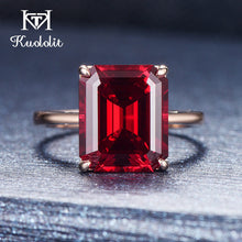 Load image into Gallery viewer, Kuololit 7.4ct 10K Solid Gold customize Lab Grown Ruby Ring for Women 10x12mm Ruby Rose gold Rings Engagement bride Fine Jewelry
